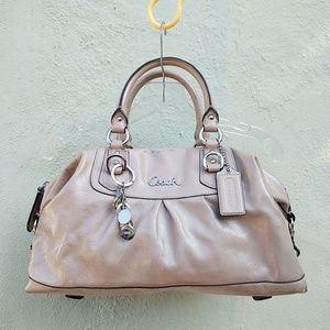 Coach Ashley Beige Cream Patent Leather Satchel